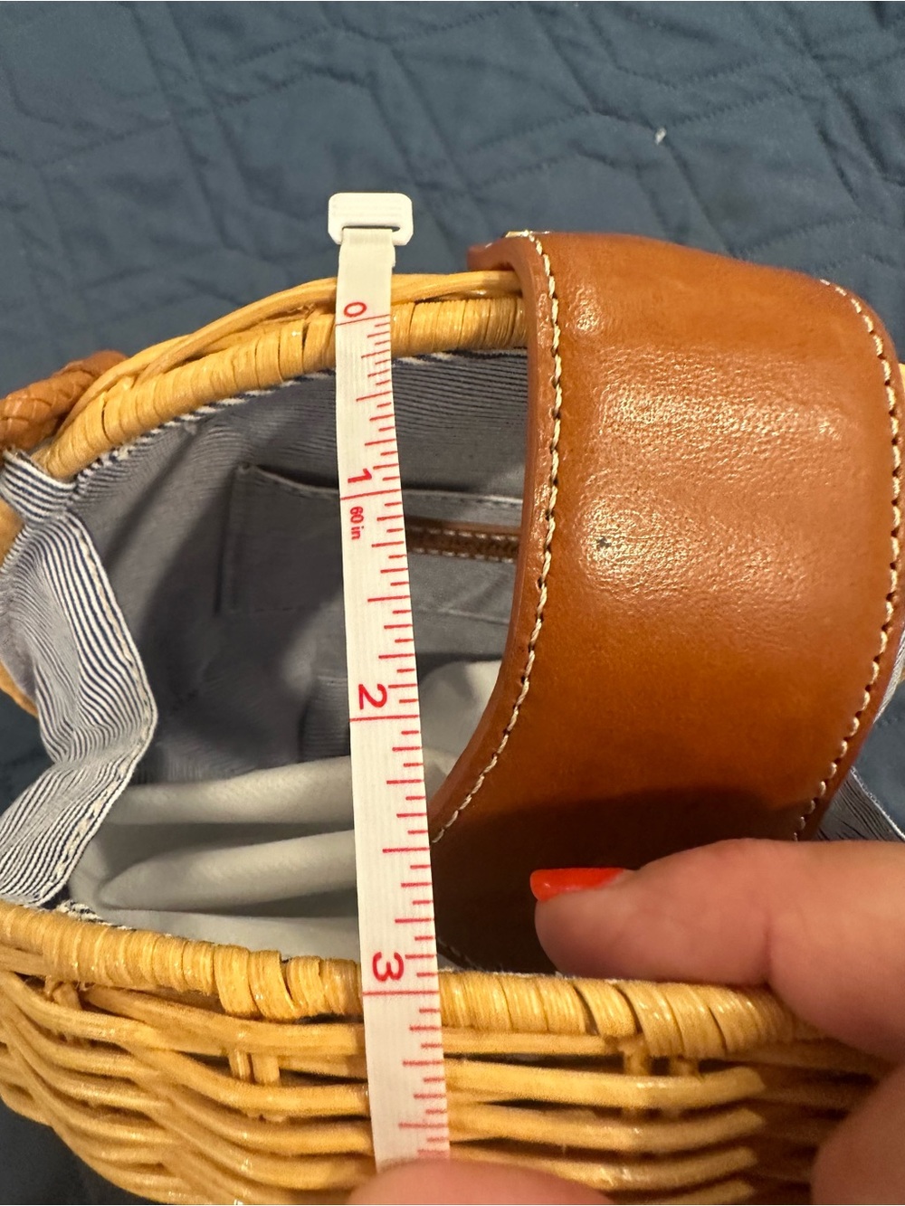 J. McLaughlin Round Woven Crossbody in Tan and Cognac - Picture 14 of 16